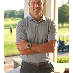 FootJoy Mens XL Grey White Micro Check Performance Golf Polo Shirt Short Sleeve